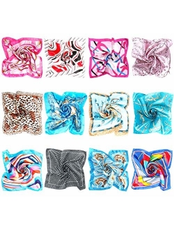 BMC 12pc Women's Silky Scarf Square Mixed Pattern & Colors Fashion Accessory Set - Various Packs