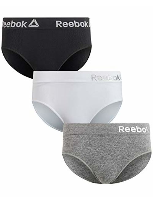 Reebok Womens 3 Pack Seamless Hipster, Black/White/Charcoal 2, Large'