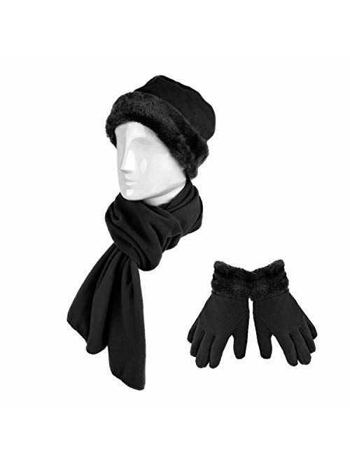 Boxed-gifts Women's Warm Fleece Winter - Women's Hat and Glove Set + Hats Gloves Scarves for Women