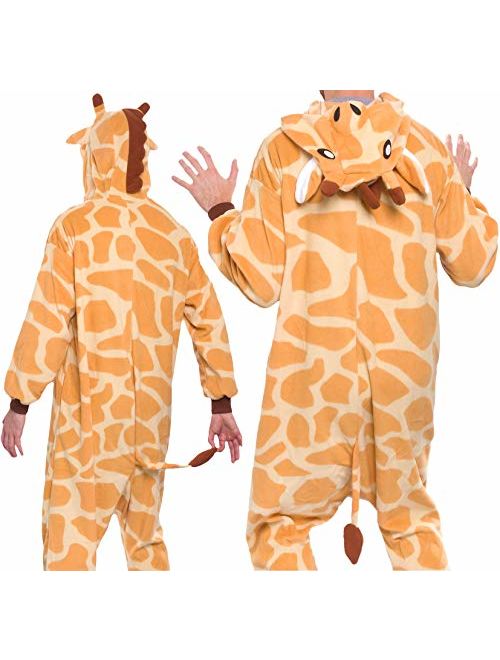 Giraffe One Piece Animal Costume - Unisex Adult Plush Cosplay Pajamas by Silver Lilly