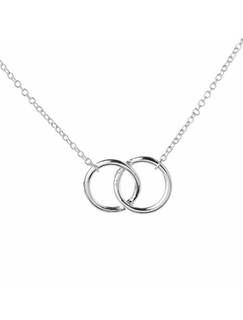 VIY Personal Card Double Interlocking Circle Necklace for Best Friend Woman Pendant Thank You for Being My Unbiological Sister Jewelry Friendship Gift