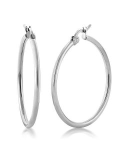 Gem Stone King 1.25 Inch Stunning Stainless Steel Hoop Earrings (30mm Diameter)