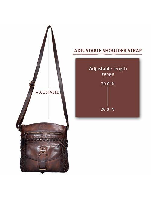 Sling Bags for Women Genuine-Leather - Vintage Multi Pocket Crossbody Purse