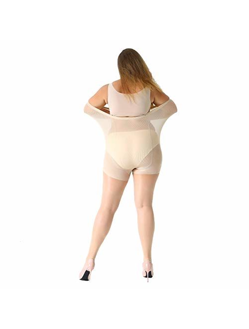 MANZI Women's 2 Pairs Control Top Pantyhose High Waist Plus Size Tights Ultra-Soft