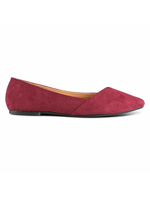 Twisted Shoes Lindsay Womens Flats, Micro Suede Ballet Flats with Comfort Insole and Asymmetric Opening