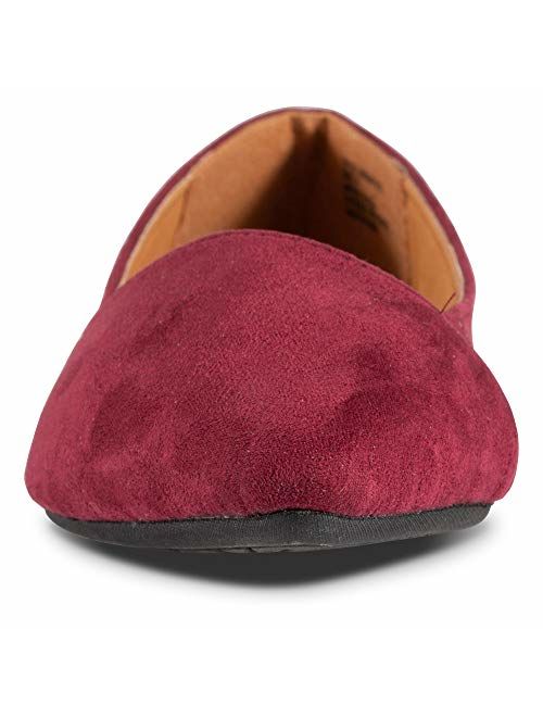 Twisted Shoes Lindsay Womens Flats, Micro Suede Ballet Flats with Comfort Insole and Asymmetric Opening