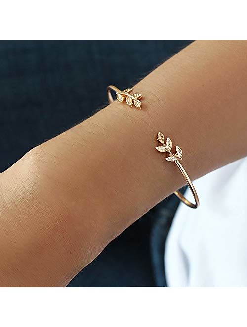 Suyi Women's Bangle Bracelet Set Open Adjustable Cuff Bracelet Wire Stackable Wrap Jewelry