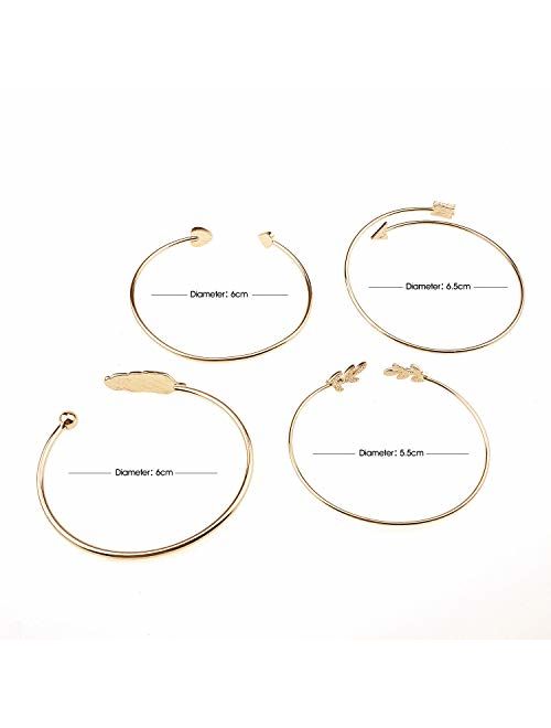 Suyi Women's Bangle Bracelet Set Open Adjustable Cuff Bracelet Wire Stackable Wrap Jewelry