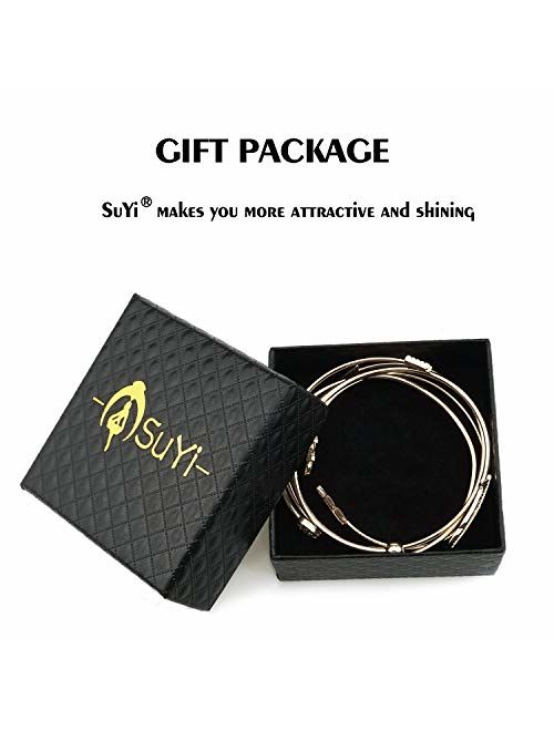Suyi Women's Bangle Bracelet Set Open Adjustable Cuff Bracelet Wire Stackable Wrap Jewelry