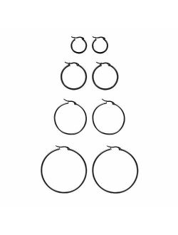 HooAMI 4 Pairs Stainless Steel Hoop Earrings Set for Women Girls Medium Hoop Earirings 20mm-45mm