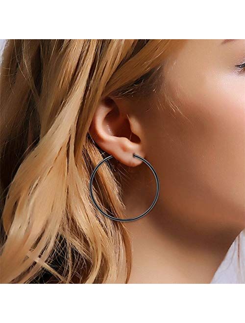 HooAMI 4 Pairs Stainless Steel Hoop Earrings Set for Women Girls Medium Hoop Earirings 20mm-45mm