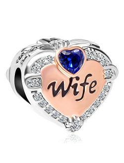 CharmSStory Rose Gold Wife Heart Love Charms Beads for Bracelets & Necklaces