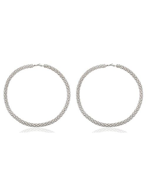 Mesh Pattern Large 4 Inch Hoop Earrings - Available in 2 Colors!