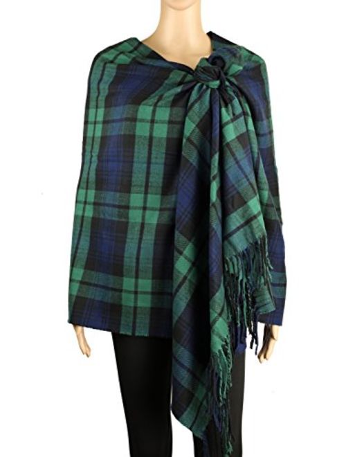 Achillea Long & Wide Scottish Clan Tartan Plaid Cashmere Feel Shawl Wrap Winter Warm Scarf 80" x 30"