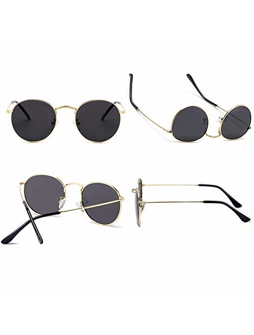 Small Round Polarized Sunglasses Retro Men Women Mirrored Lens Metal Frame Circle Sun Glasses Shades