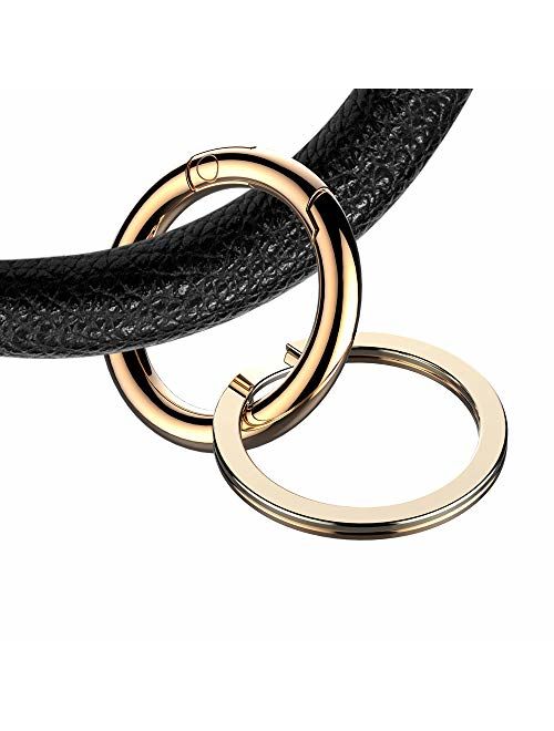 Idakekiy Key Chain Bracelet Wristlet Keychain PU Leather Bangle Keyring Key Chain Holder for Girl and Women