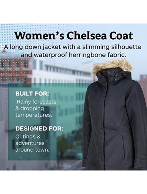Marmot Women's Chelsea Waterproof Down Rain Coat, Fill Power 700