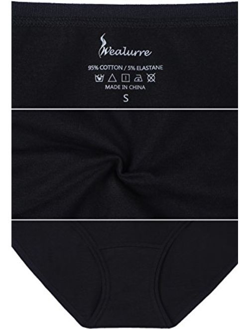Wealurre Womens Cotton Stretch Bikini Panties Breathable Underwear 6 Pack