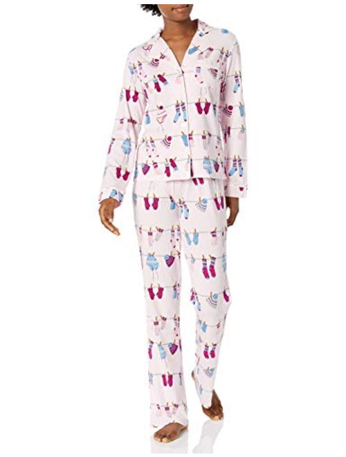 Amazon Brand - Mae Women's Sleepwear Notch Collar Pajama Set