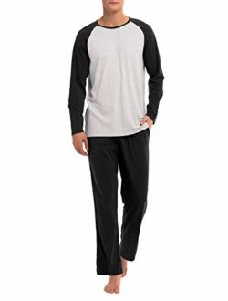 Men's Combed Cotton Soft Sleepwear Long Sleeve Top and Bottom Pajama Set Short Sleeve Set