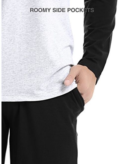 DAVID ARCHY Men's Combed Cotton Soft Sleepwear Long Sleeve Top and Bottom Pajama Set Short Sleeve Set