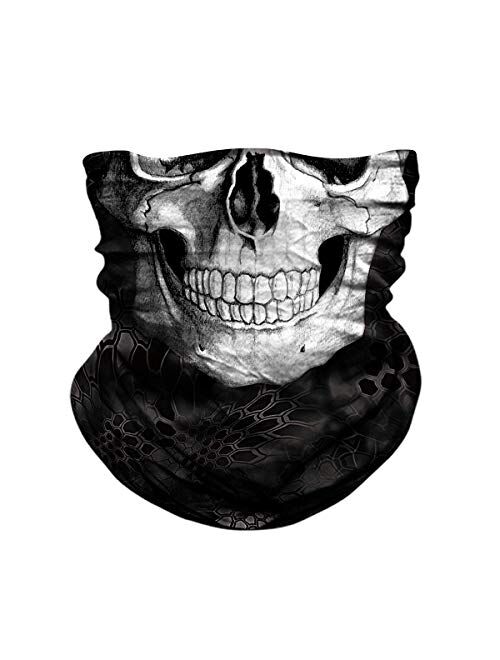 JOEYOUNG Skull Face Mask - UV Sun Mask Dust Wind Neck Gaiter, Half Face Mask for Motorcycle Riding Skeleton Bandana, Seamless Headwear Tube Mask for Fishing Hunting Cycli