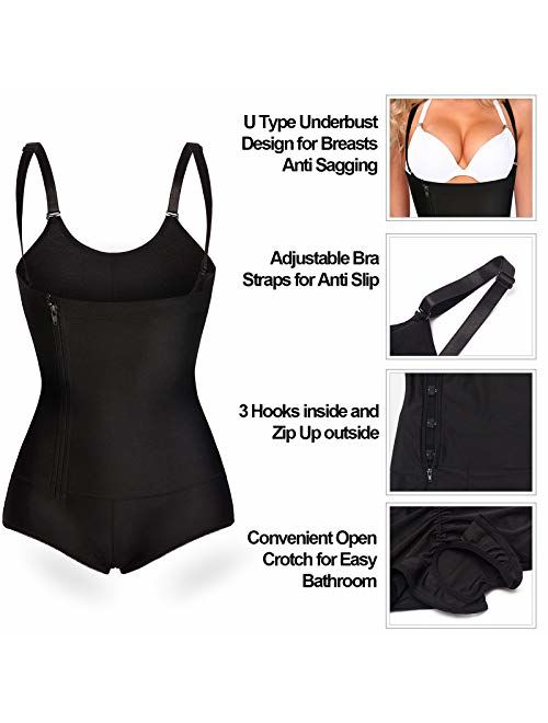 Buy LODAY Women Latex Bodysuit Shapewear Tummy Control Side Zipper Open ...