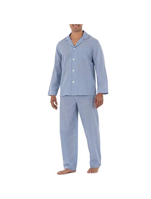 Fruit of the Loom Mens Long Sleeve Broadcloth Pajama Set