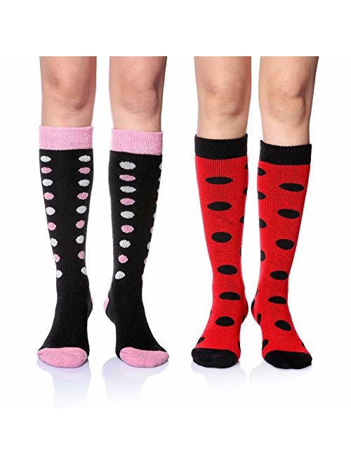 DoSmart Women's Winter Warm Knee High Socks Boot Socks 2-Pairs Multi Color