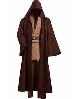 Cosplaysky Adult Tunic Hooded Robe Outfit for Jedi Costume Brown Version