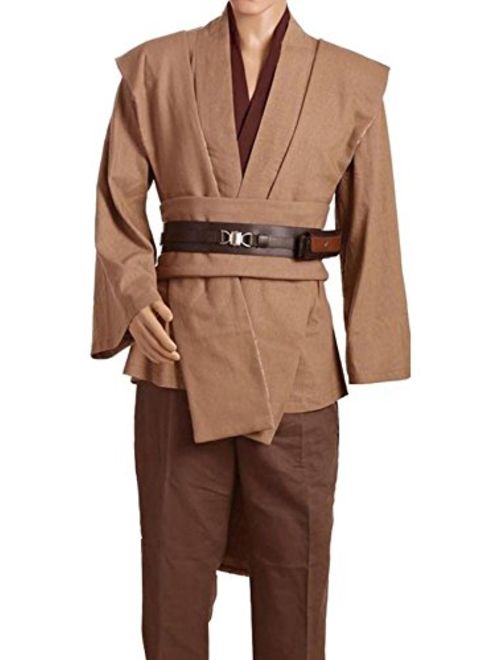 Cosplaysky Adult Tunic Hooded Robe Outfit for Jedi Costume Brown Version
