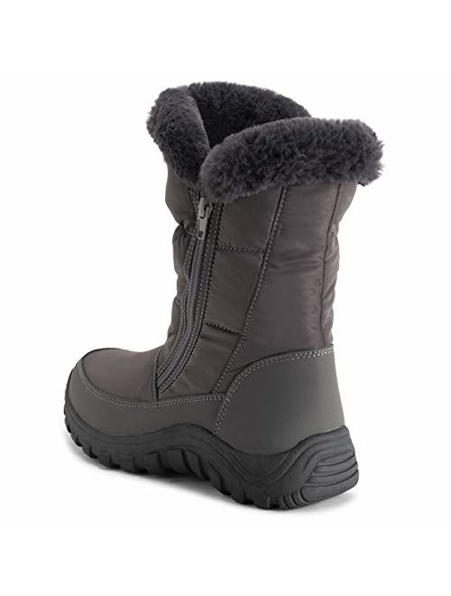 Polar Womens Memory Foam Twin Zip Opening Pull On Nylon Waterproof Thick Faux Fur Lined Winter Rain Snow Boots