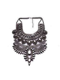 NABROJ Fashion Chunky Necklace Luxury Crystal Bib Collar Necklace Costume Jewelry for Women 7 Colors 1 Pc