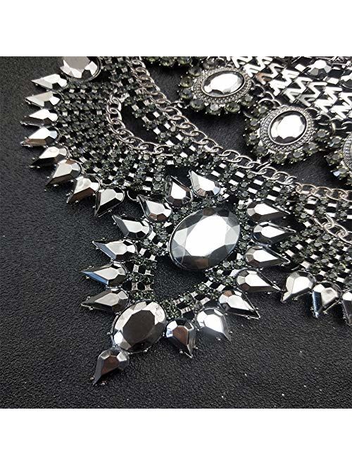 NABROJ Fashion Chunky Necklace Luxury Crystal Bib Collar Necklace Costume Jewelry for Women 7 Colors 1 Pc
