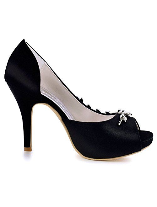 ElegantPark Wedding Shoes for Bride High Heel Platform Bridal Shoes Rhinestones Wedding Heels for Women Pumps Satin Evening Party Prom Dress Shoes