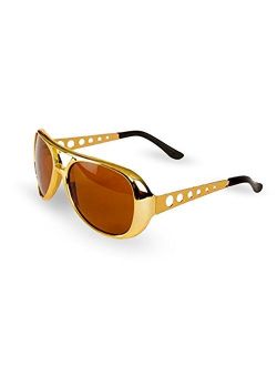Big Mo's Toys Rockstar 50s, 60s Style Aviator Shades, Gold Celebrity Sunglasses 1 Pair