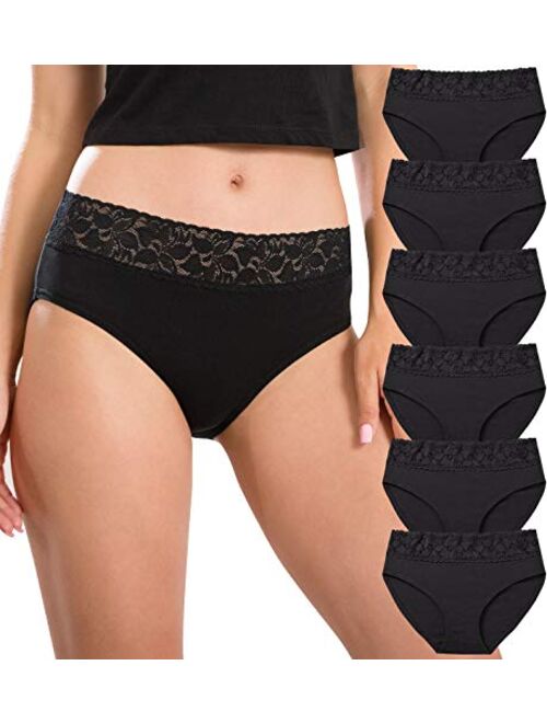 Cotton Hipster Panties for Women Lace Hiphugger Panties Bikini Underwear Pack