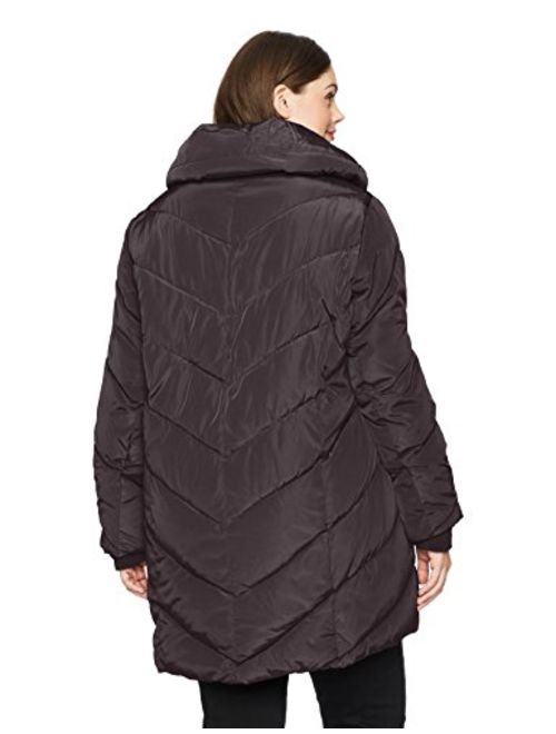 Steve Madden Women's Plus-Size Chevron Puffer Jacket