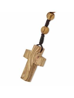 Most Original Gifts Authentic Wooden Catholic Rosary Beads Necklace from Bethlehem in Natural Cotton Rosary Pouch