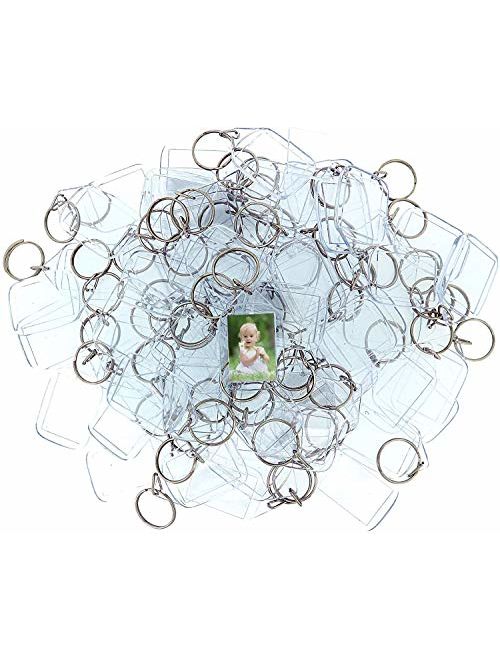 DIY Keychain (50 Pieces) 1.2 x 2.1 Inch Acrylic Clear Picture Keychains Wallet Friendly Personalized Custom Photo Insert Bulk Pack Blank Keychains for Men, Women Give Awa