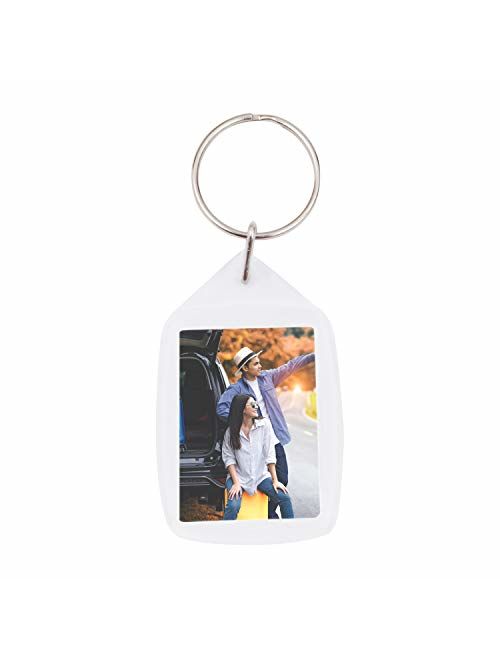 DIY Keychain (50 Pieces) 1.2 x 2.1 Inch Acrylic Clear Picture Keychains Wallet Friendly Personalized Custom Photo Insert Bulk Pack Blank Keychains for Men, Women Give Awa