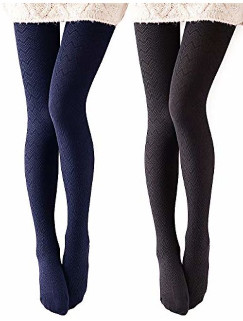 VERO MONTE Modal & Cotton Opaque Patterned Tights for Women - Knitted Tights