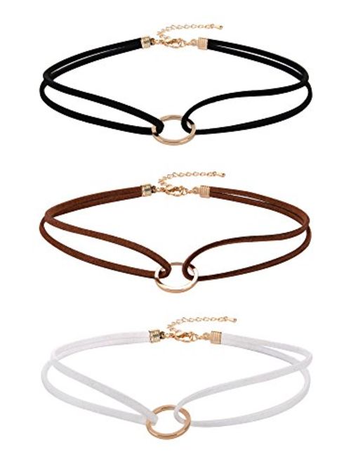 Mudder Velvet Gothic Choker Necklaces Double Layer Punk Chokers for Women and Girls, 3 Pieces
