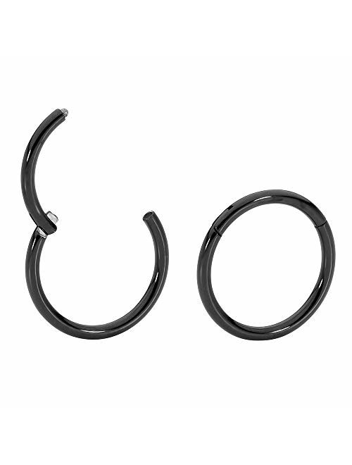 365 Sleepers 1 Pair Titanium 20G (Very Thin) Hinged Segment Ring Hoop Sleeper Earrings Body Piercing 5mm - 10mm