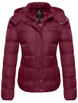 Wantdo Women's Thick Winter Coat Quilted Warm Puffer Jacket with Removable Hood