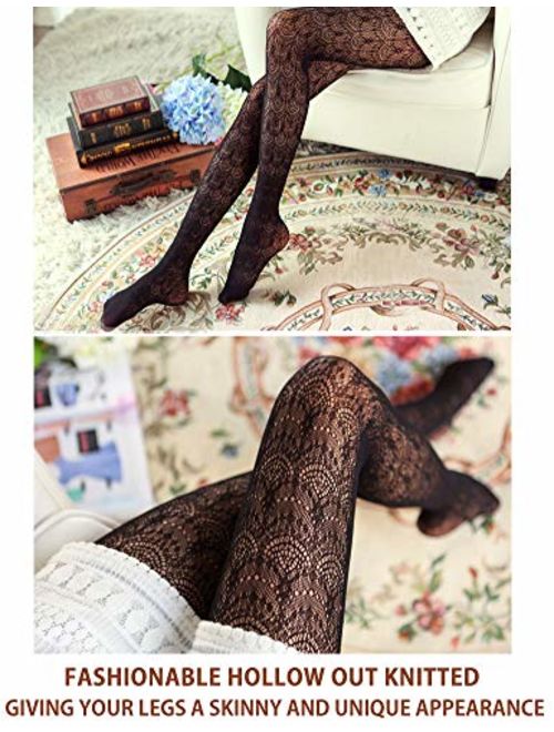 Vero Monte 1 Pair Women's Colorful Hollow Out Knitted Patterned Tights