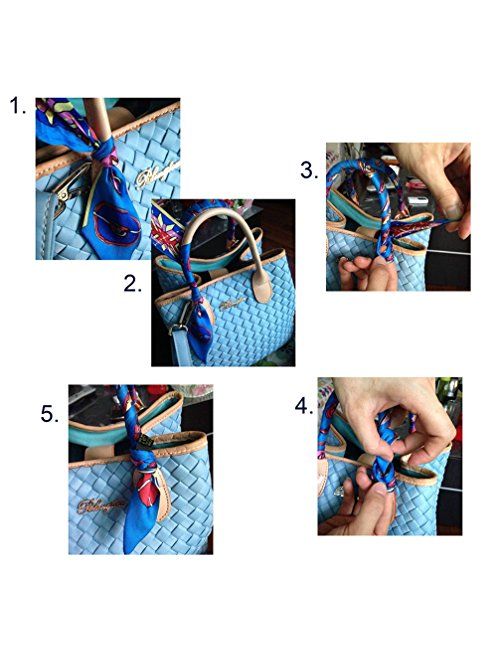 Multi Packs Narrow Handbag Handle Wrap Skinny Ribbon Neckerchief Scarf for Women