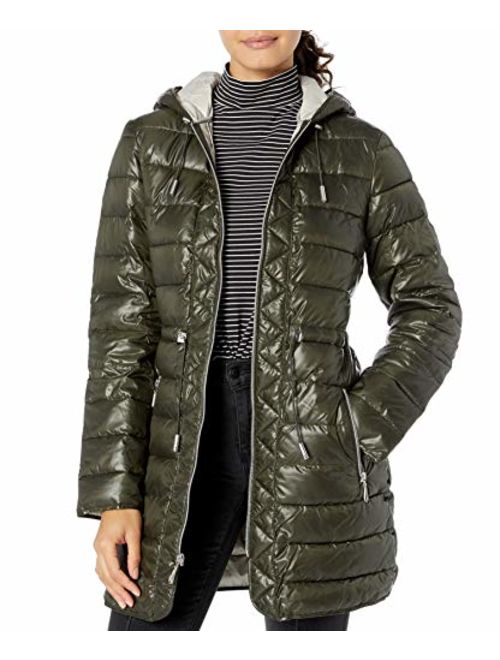 Kenneth Cole Women's Packable Puffer Jacket with Cinch Waist