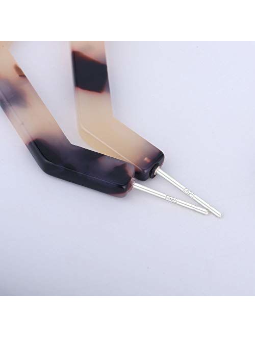 S925 Resin Acetate Tortoise Shell Hoop Drop Dangle Mottled Acrylic Earrings Fashion Jewelry for Women Girls Mother's Day Gifts