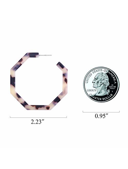 S925 Resin Acetate Tortoise Shell Hoop Drop Dangle Mottled Acrylic Earrings Fashion Jewelry for Women Girls Mother's Day Gifts